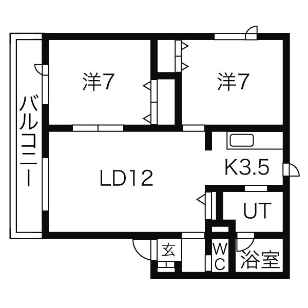 ＪＲ函館本線 発寒駅 徒歩23分 3階建 築25年の間取り写真