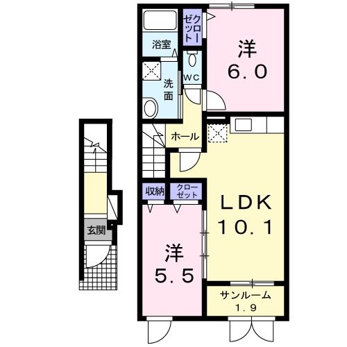 【見附市双葉町のアパートの間取り】