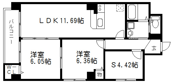 京都市上京区東今小路町のマンションの間取り