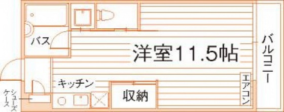 岡山市北区富原のアパートの間取り