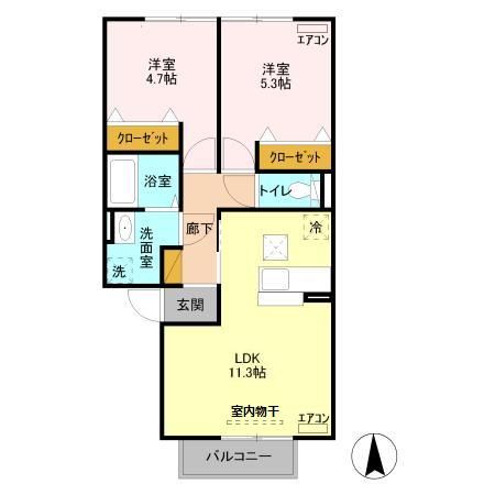 神栖市賀のアパートの間取り