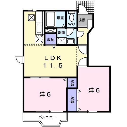 三原市宗郷のアパートの間取り