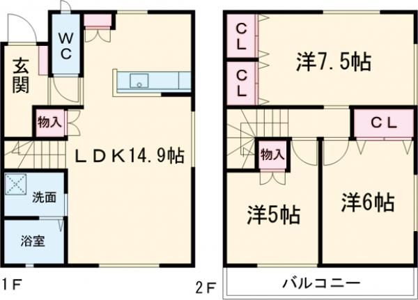 平松町メゾネットIの間取り