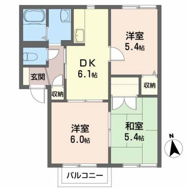 仙台市青葉区愛子東のアパートの間取り