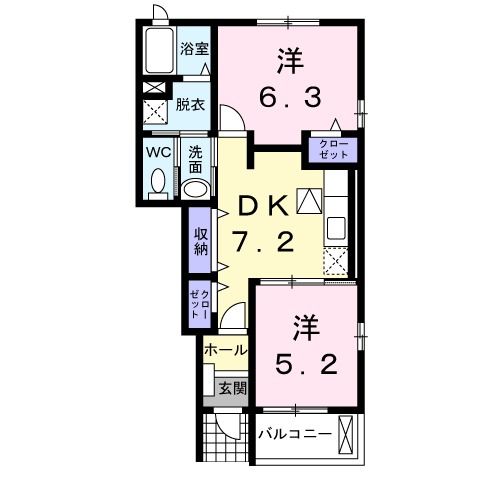 菊川市加茂のアパートの間取り