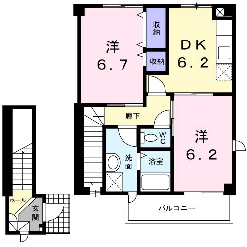 青森市大字大野のアパートの間取り