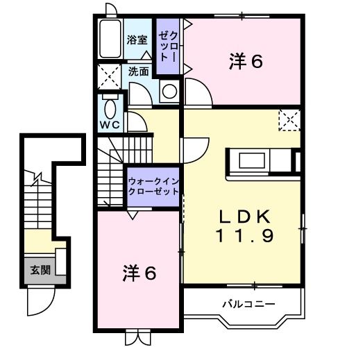 加古郡稲美町六分一のアパートの間取り