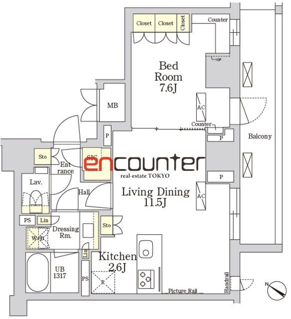 【港区南麻布のマンションの間取り】