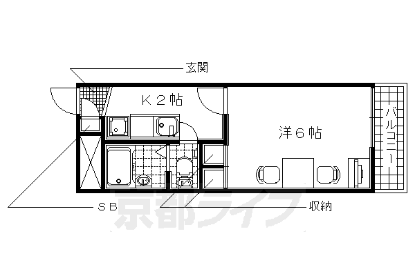 宇治市伊勢田町のアパートの間取り