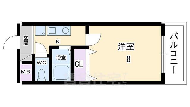 京都市右京区西院東淳和院町のマンションの間取り