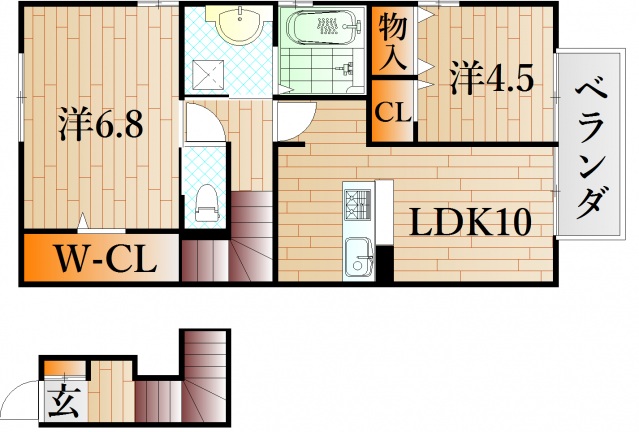 下関市小月市原町のアパートの間取り