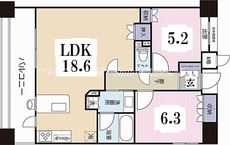 京都市中京区西竹屋町のマンションの間取り