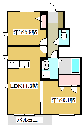 加古川市野口町良野のアパートの間取り