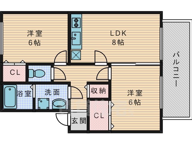 枚方市山之上のアパートの間取り