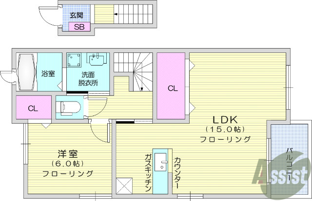 名取市手倉田のアパートの間取り