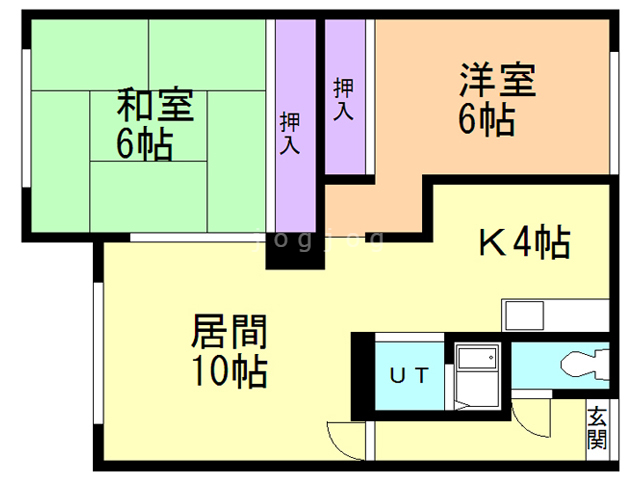 札幌市西区発寒九条のアパートの間取り