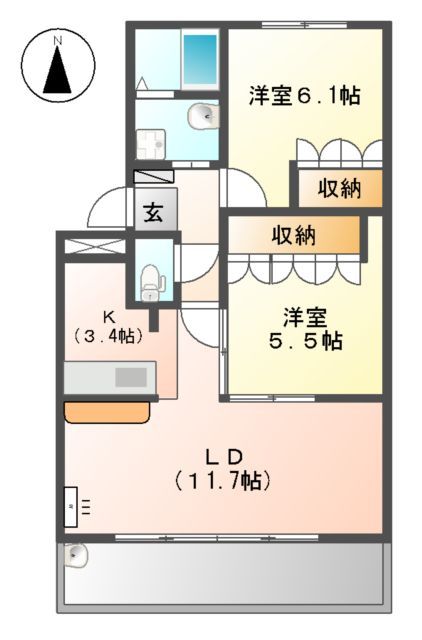 岐阜市長良東のマンションの間取り