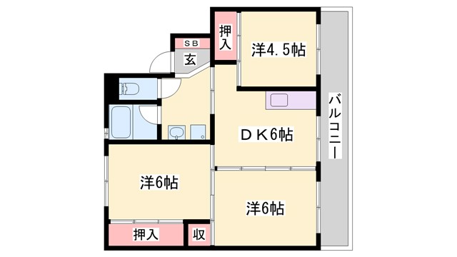 西脇市堀町のマンションの間取り