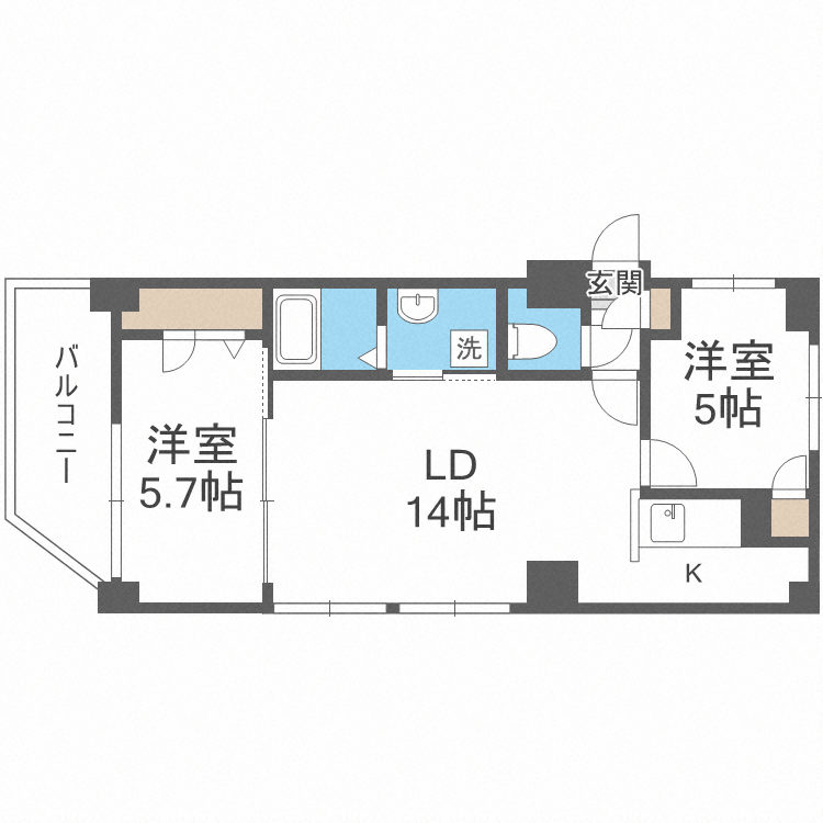 札幌市中央区南十一条西のマンションの間取り