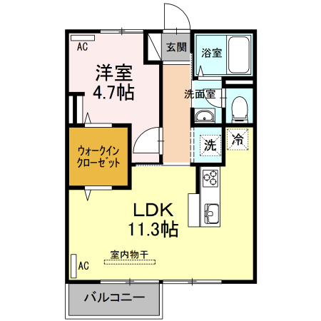 岡山市中区兼基のアパートの間取り