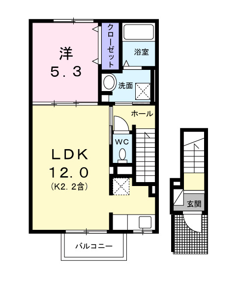 青梅市藤橋のアパートの間取り