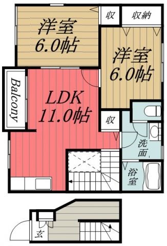 ＪＲ東金線 東金駅 徒歩14分 2階建 築23年の間取り写真