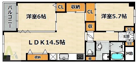 夢野ハイタウン2号棟の間取り