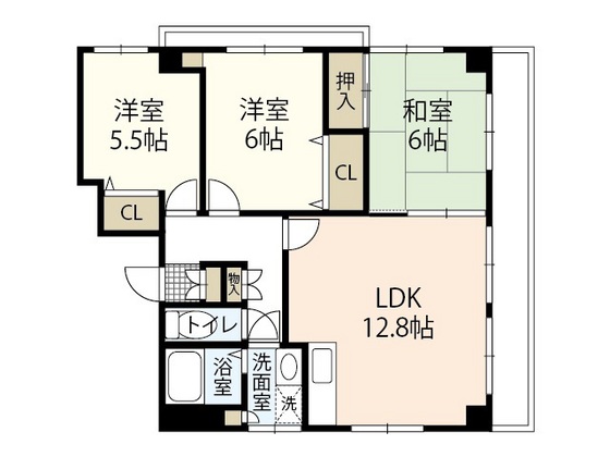 広島市安佐南区八木のマンションの間取り