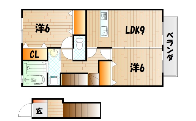 下関市伊倉本町のアパートの間取り