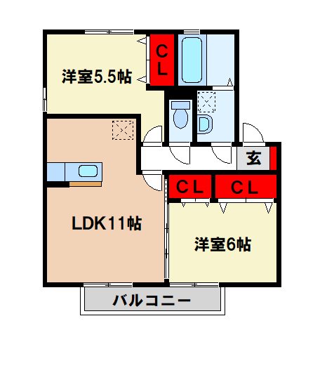 ボヌール和Bの間取り