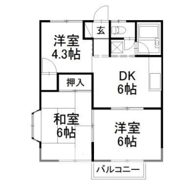 コーポ松岡　Ｅの間取り