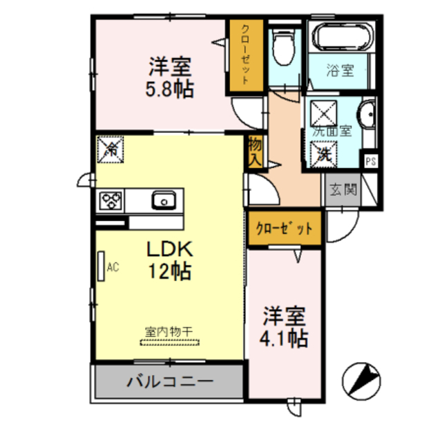 堺市堺区新在家町西のアパートの間取り