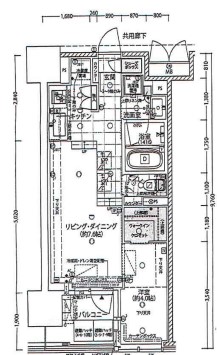 大阪市西区北堀江のマンションの間取り