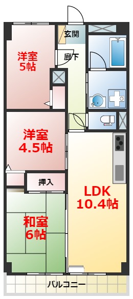 【小田原市中町のマンションの間取り】