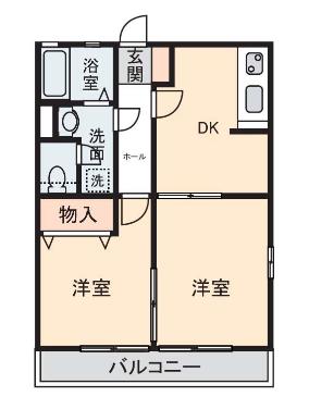 甲府市住吉のアパートの間取り