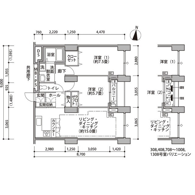 東雲キャナルコートＣＯＤＡＮ１４号棟の間取り