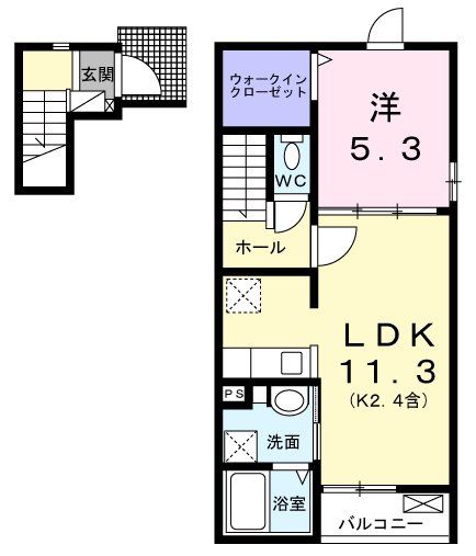 青梅市新町のアパートの間取り