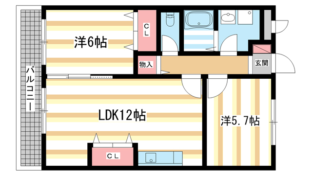 奈良市東九条町のマンションの間取り