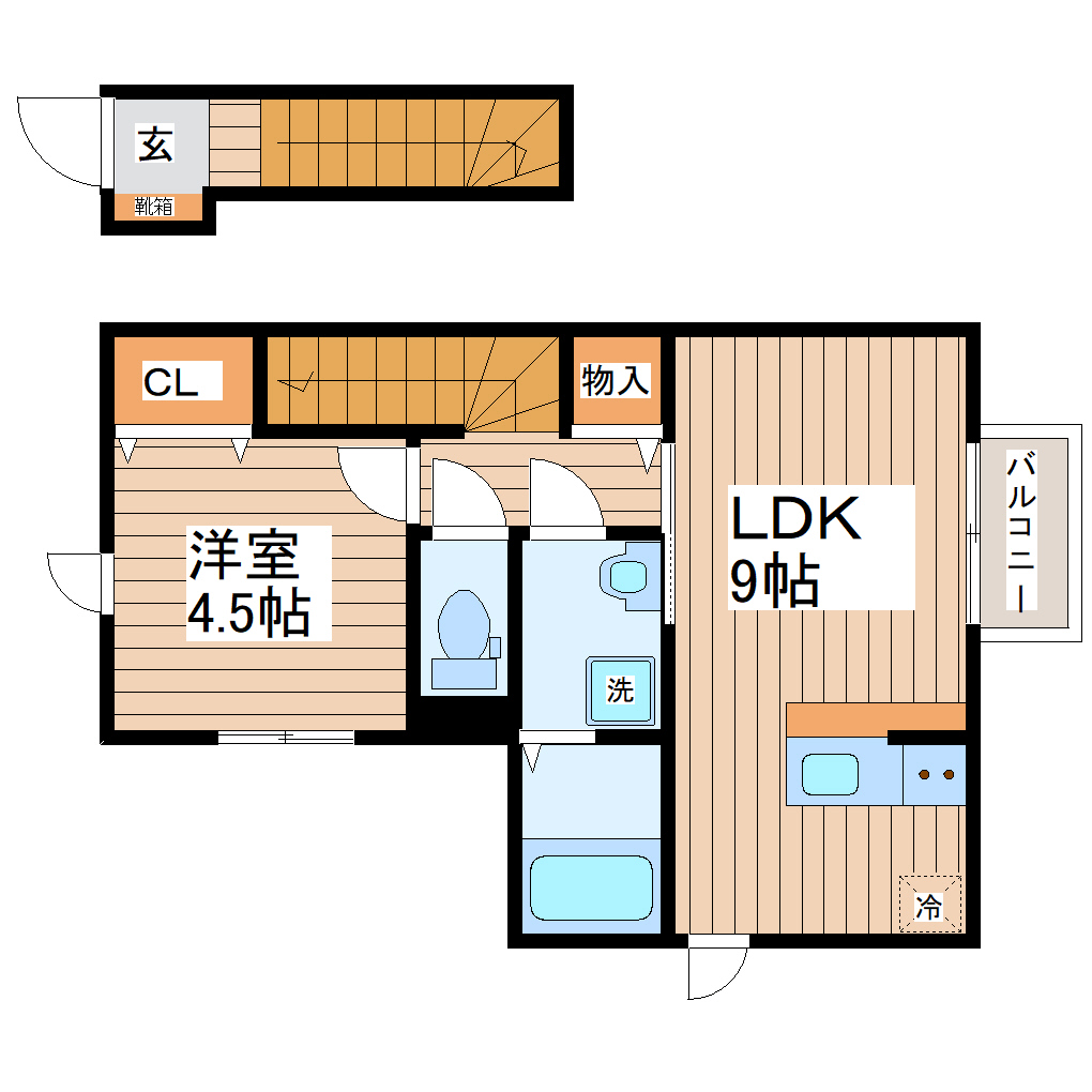 名取市増田のアパートの間取り