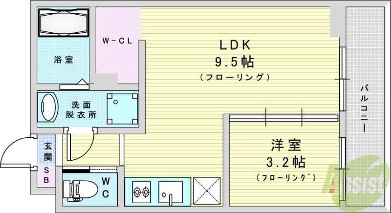 大阪市西淀川区姫島のアパートの間取り