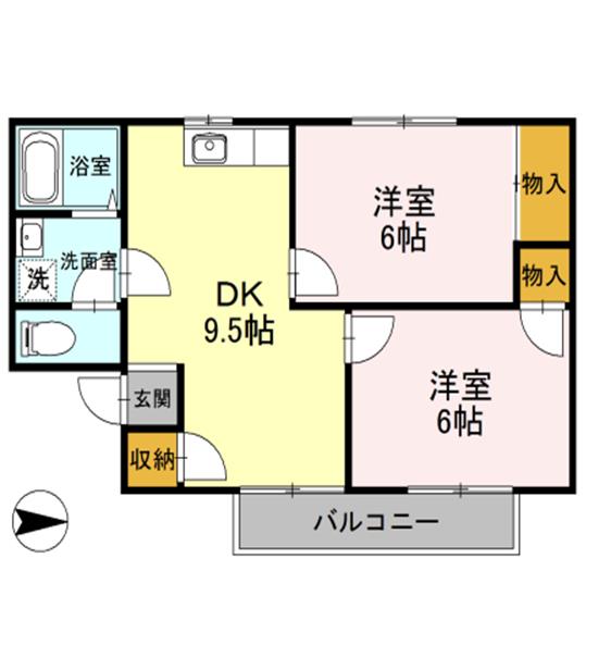 姫路市網干区津市場のアパートの間取り