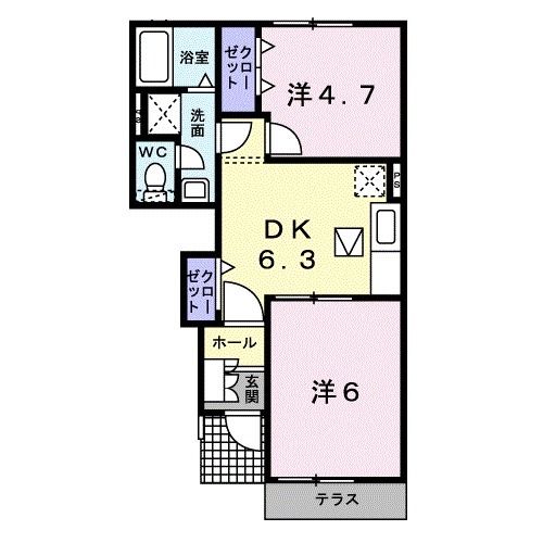 【鹿児島市本名町のアパートの間取り】