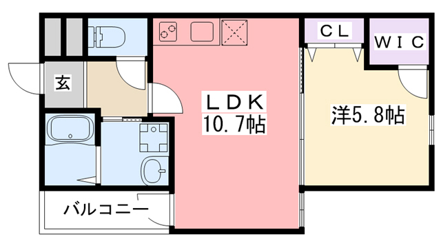 西宮市今津巽町のアパートの間取り