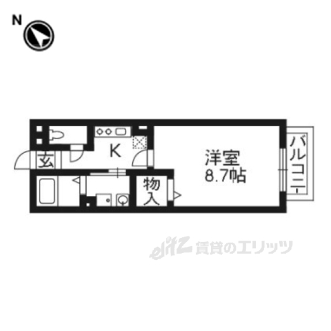 京都市山科区勧修寺縄手町のアパートの間取り