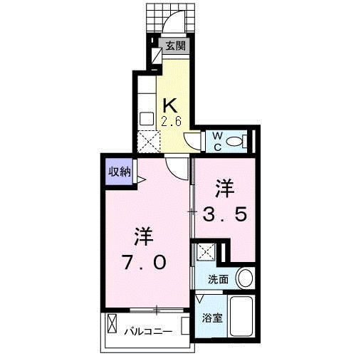 呉市広白岳のアパートの間取り