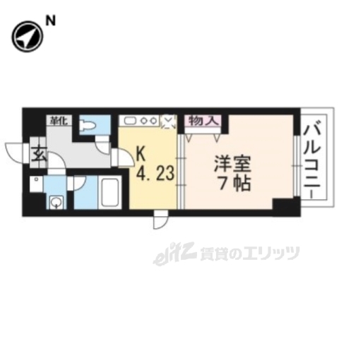 草津市東矢倉のマンションの間取り