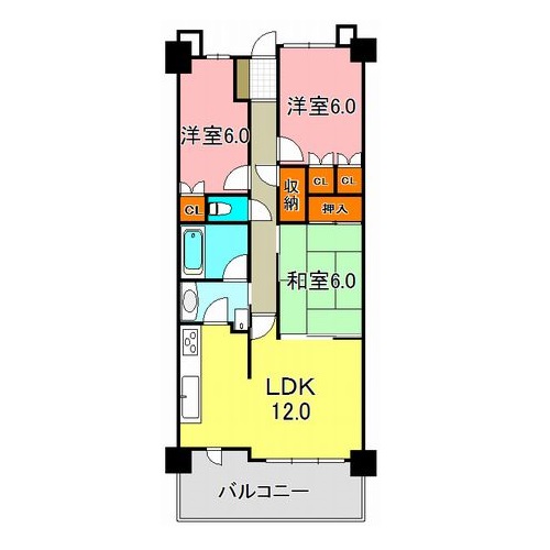 明石市魚住町西岡のマンションの間取り