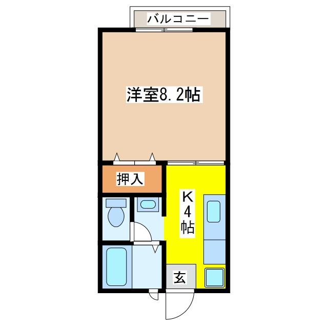 東広島市西条大坪町のアパートの間取り