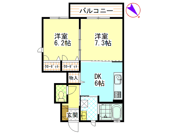 広島市安佐南区八木のアパートの間取り