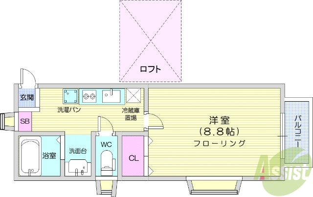 仙台市青葉区南吉成のアパートの間取り